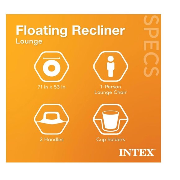 Intex Inflatable Lounge Pool Recliner Lounger Chair with Cup Holders - Picture 4 of 10